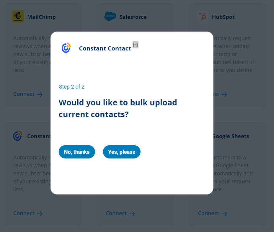 Dashboard Integrations - Constant Contact