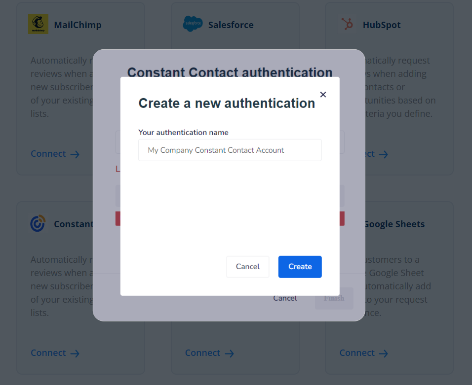 Dashboard Integrations - Constant Contact