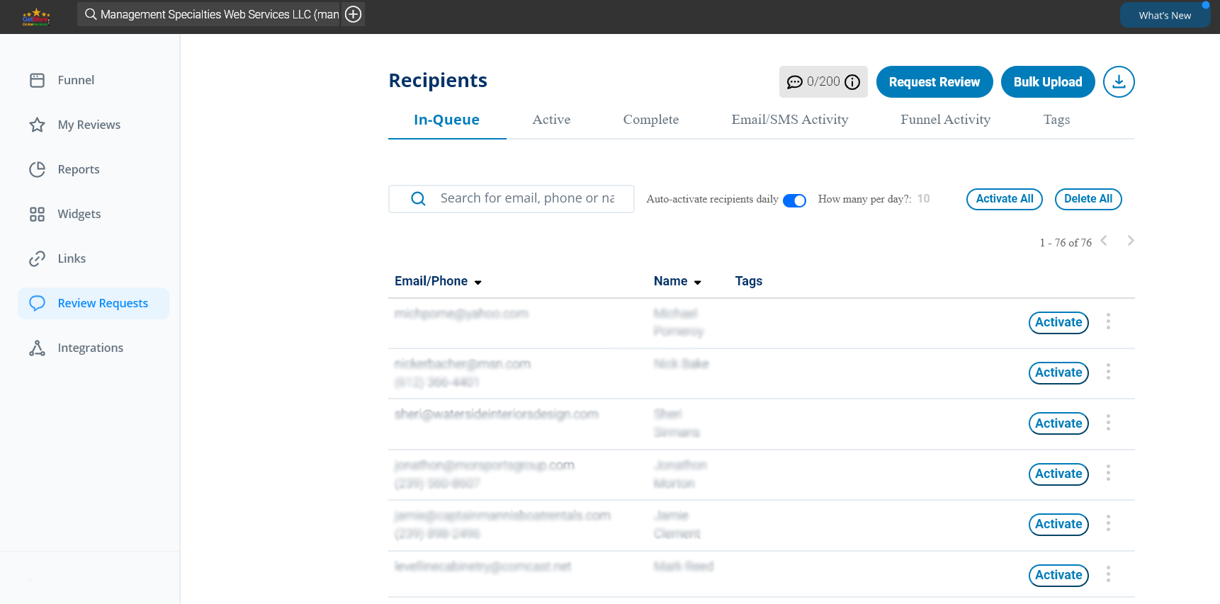 Dashboard Integrations - Constant Contact