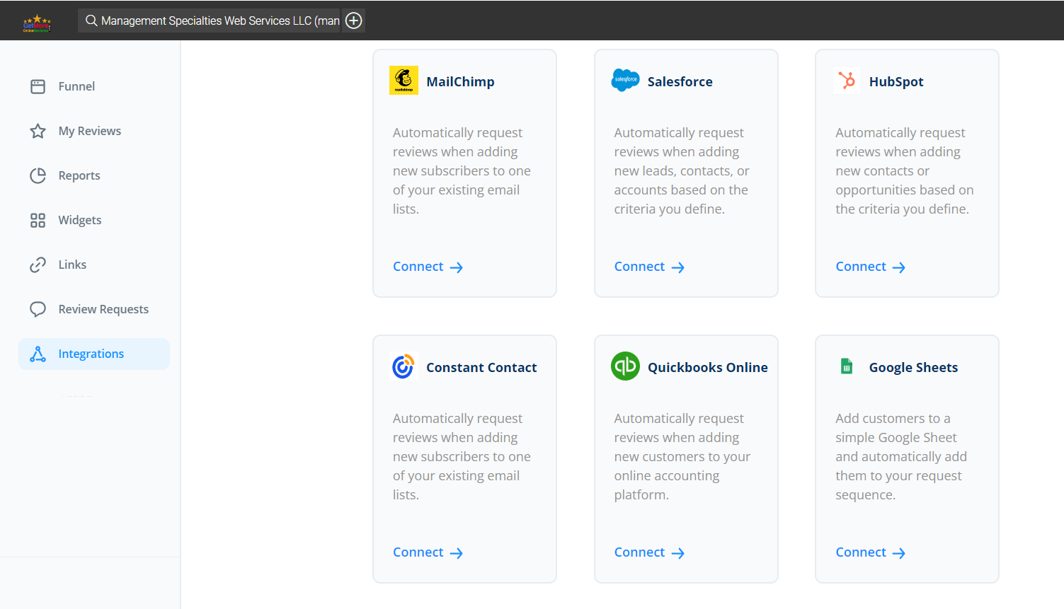 Dashboard Integrations - Mailchimp